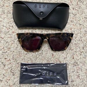 DIFF Tortoise sunglasses, dark grey lens with case- NWT
